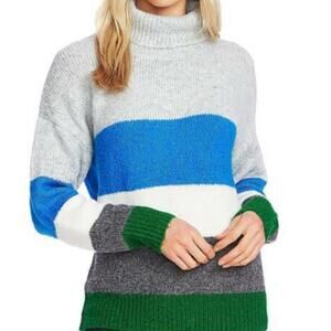 Vince Camuto turtleneck stripe colorblock sweater size Large